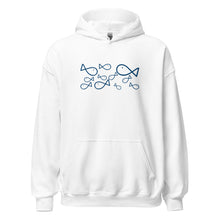 Load image into Gallery viewer, COMME des POISSONS Unisex White hoodie (Royal Blue Embroidery)
